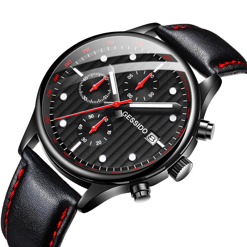 Новые модные мужские часы с хронографом аналоговые кварцевые наручные 30 м