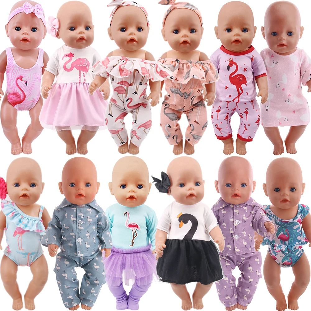Одежда для кукол ручной работы с рисунком фламинго, аксессуары для американской куклы 18 дюймов, игрушки для девочек 43 см, одежда для новорожденных, наше поколение