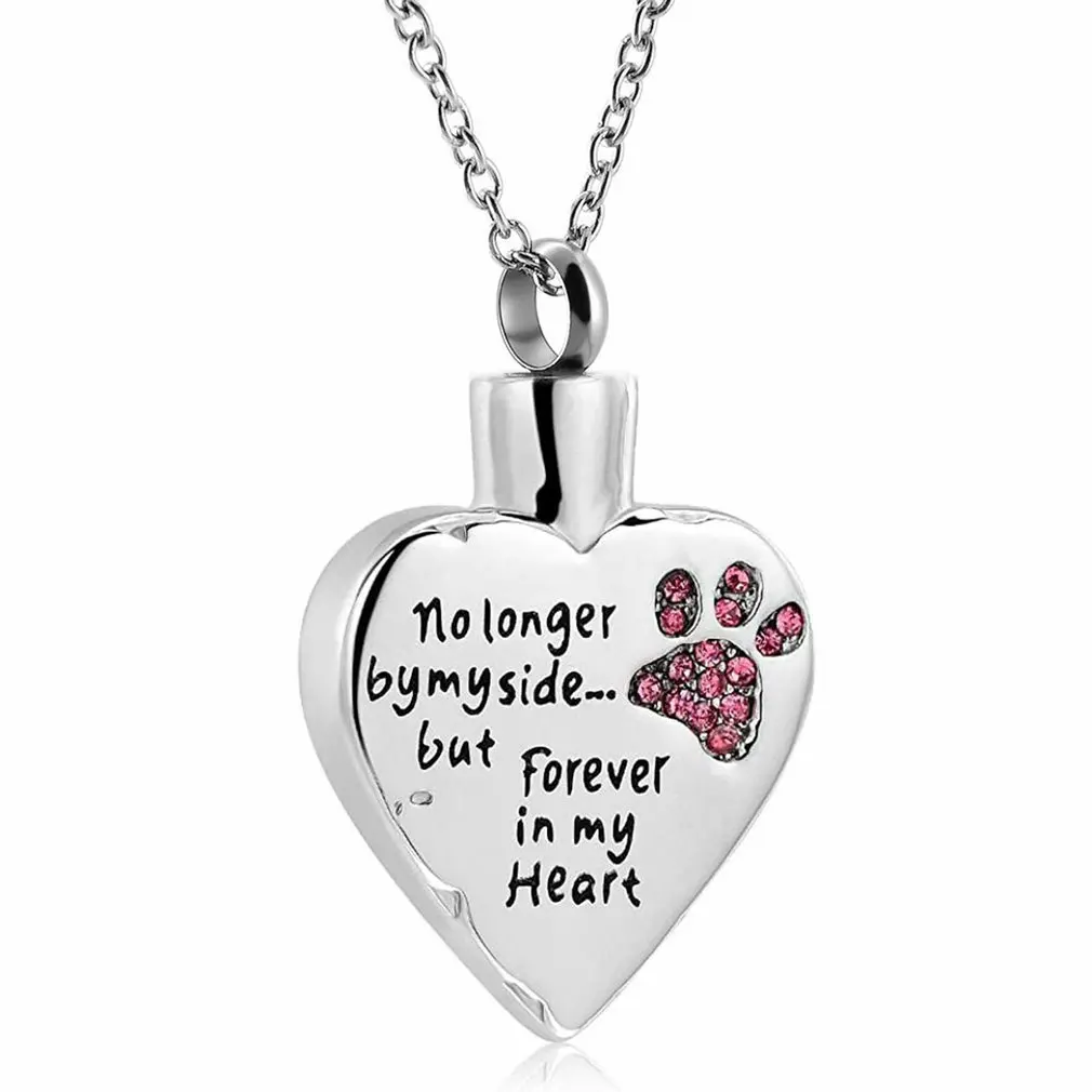 

Memorial Cremation Jewelry European And American Personality Heart-shaped Pet Keepsake Urn Ashes Necklace For Dog Cat