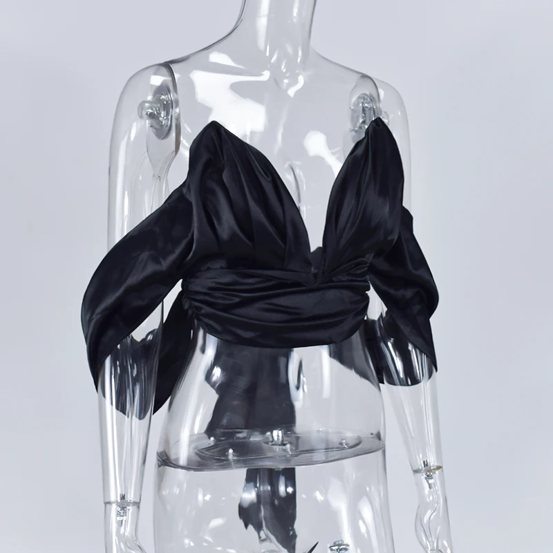 Женская блузка с глубоким V образным вырезом и открытой спиной|Блузки| |