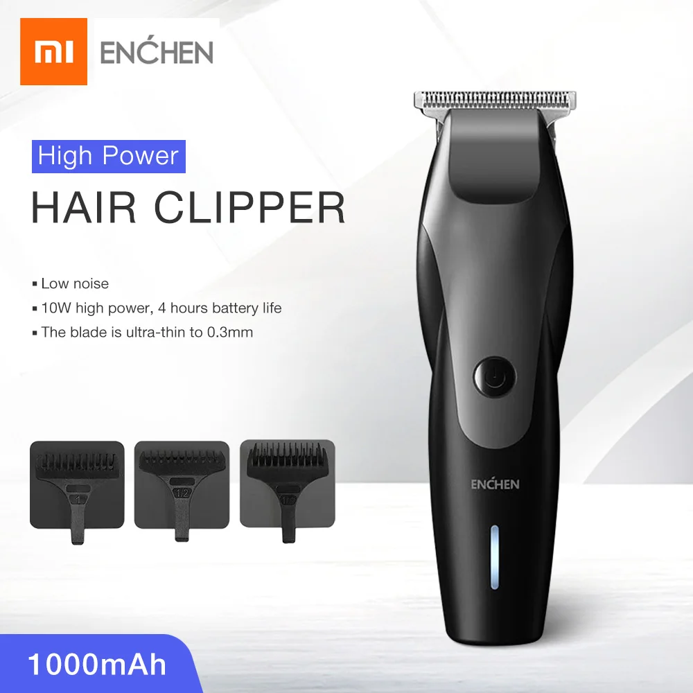 Электрическая машинка для стрижки волос Mijia ENCHEN Hummingbird с usb зарядкой, 10 Вт, 110-220 В, триммер для волос с 3 гребнями для мужчин