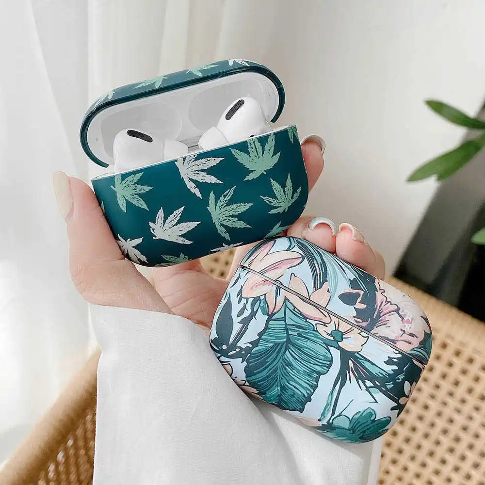 

Maple Leaf Wireless Earphone Case For AirPods 2 Pro 1 Cases Cute Matte Art Flowers Hard PC Earphone Accessories Protector Cover
