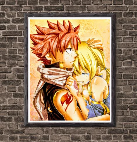 Натсу и Люси Манга Аниме Сказка о Хвосте Феи Оригинальный дизайн Артворк Постер на стену Художественная печать 8 х 10 дюймов Готово к подвешиванию.