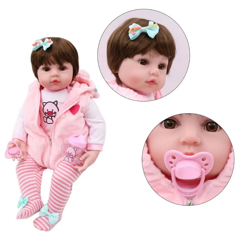 

19in Realistic Reborn Doll Soft Silicone Vinyl Newborn Babies Girl Princess Lifelike Handmade Toy Children Gifts Y4QA