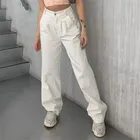 Женские мешковатые джинсы, белые хлопковые брюки-карго с высокой талией в Корейском стиле, винтажные брюки, осень 2020
