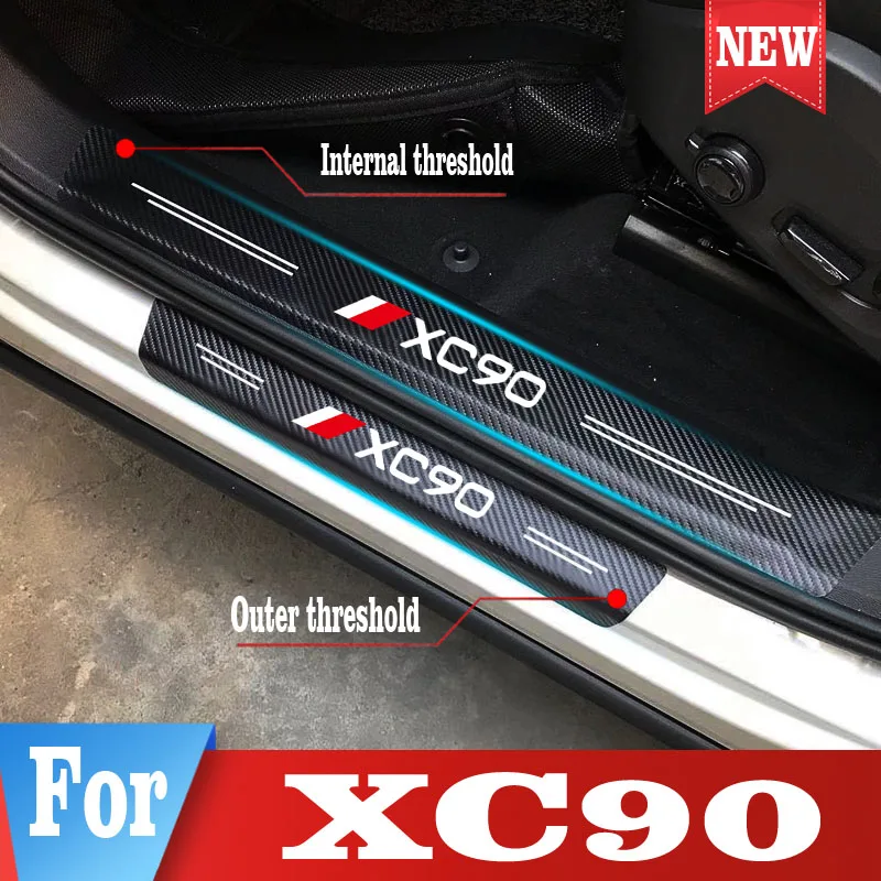 

Car Scuff Plate Door Threshold Sill Stickers For Volvo XC90 Auto Car Door Sill Cover Panel Step Protector Accessories