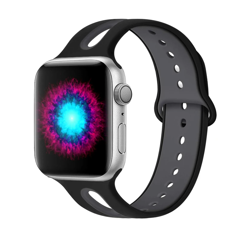 Силиконовый ремешок для Apple Watch band 40 мм 38 44 42 Резиновый Браслет спортивный ремень