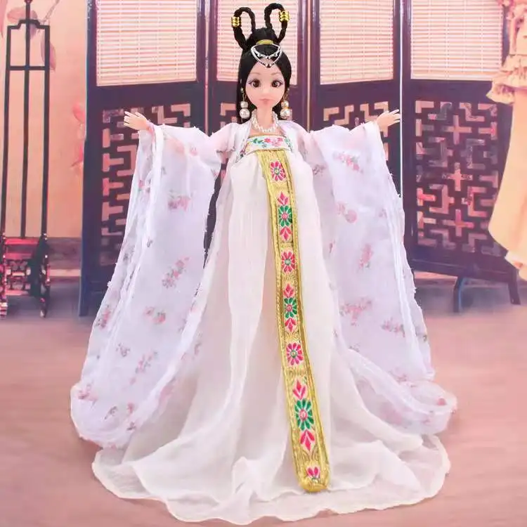 

White Pink Chinese Style Fairy Dress For Barbie Dolls Clothes Party Gown Traditional Ancient Beauty Costume 11.5" bjd Kids Toys