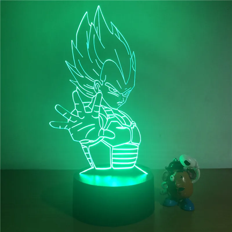 3D светодиодный ночной Светильник Dragon Ball Z Goku Super Saiyan, экшн-фигурка, 7 цветов, сенсорная Оптическая иллюзия, настольная лампа, режим украшения дома