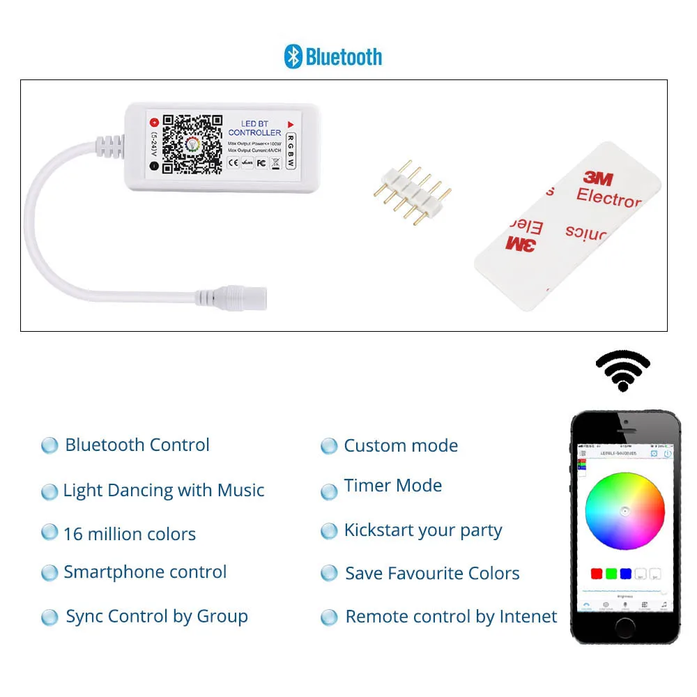 Светодиодная светильник с Wi Fi/Bluetooth/RGB/RGBW управлением 5 В 12 24 постоянного тока Android