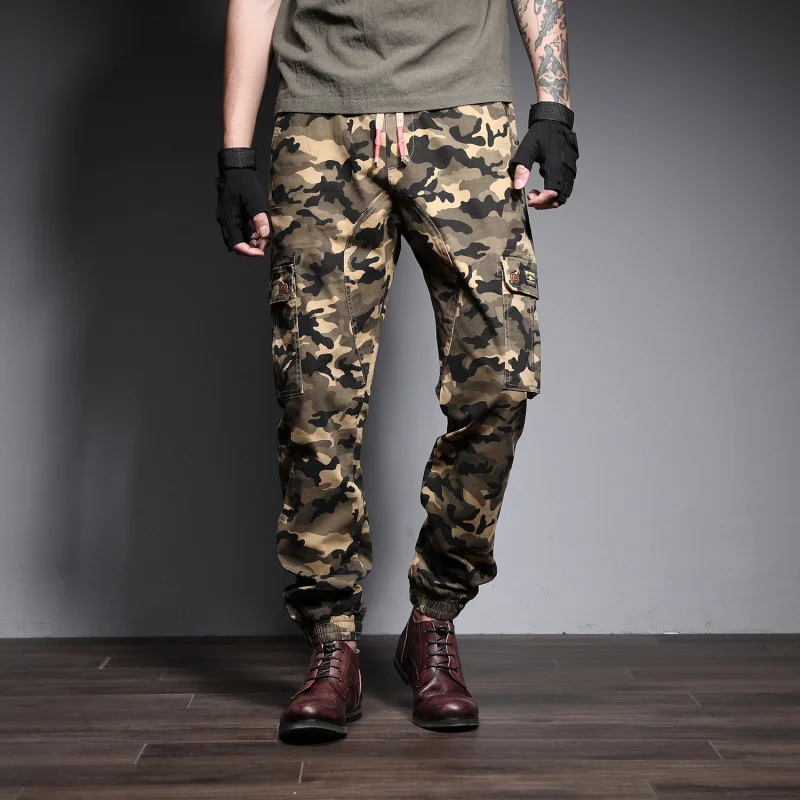 

Spring Autumn Military Style Camouflage New Fashion Men Overall Cargo Pants Large Size Loose Casual Outdoor Safari Trousers Male