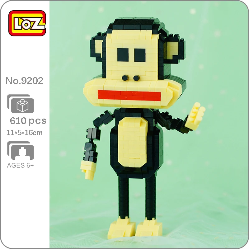 

LOZ 9202 животный мир мультфильм коричневая обезьяна домашнее животное стенд модель DIY Мини Алмазные блоки кирпичи строительные игрушки для де...