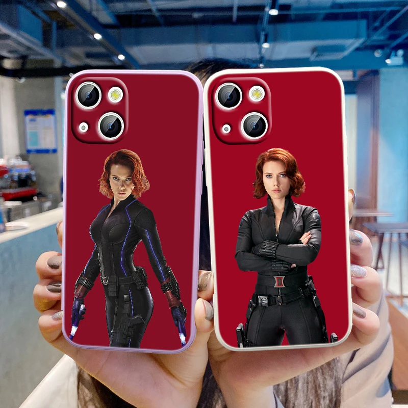 

Marvel Avengers Black Widow For Apple iPhone 13 12 Mini 11 Pro XS MAX XR X 8 7 6S SE Plus Liquid Silicone Soft Phone Case