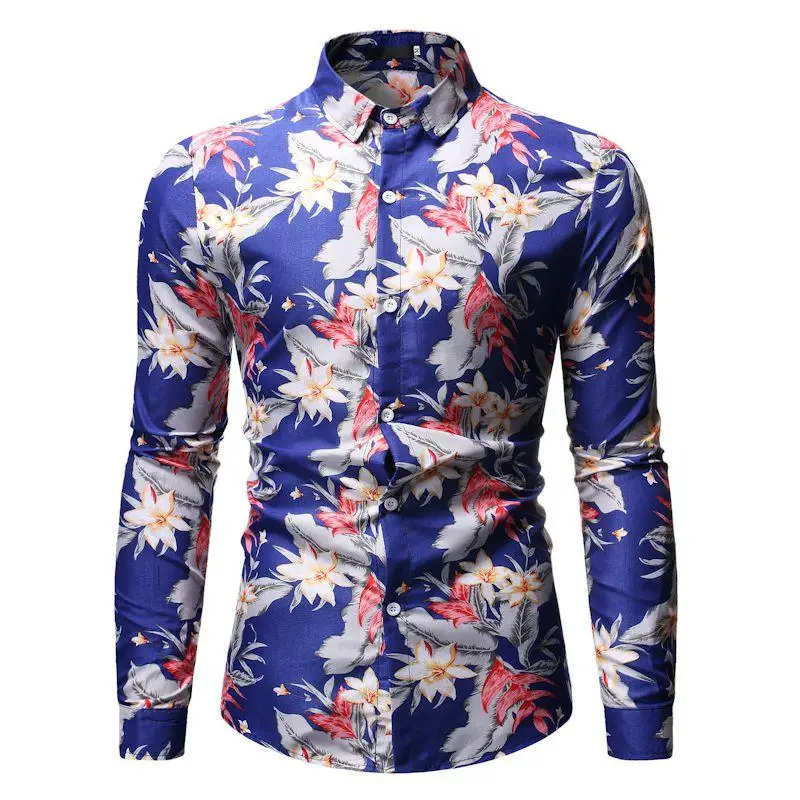 

New Luxury Printing Shirt Men shirts Long Sleeve Camisa Masculina Chemise Homme Social Men Club Prom Shirt