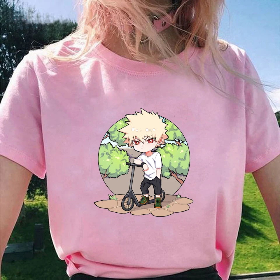 

Boku No Hero Academia Katsuki Bakugo Women T-Shirt Short Sleeve O-Neck Casual Women's T-shirts Summer Anime Comics Tshirt Tees