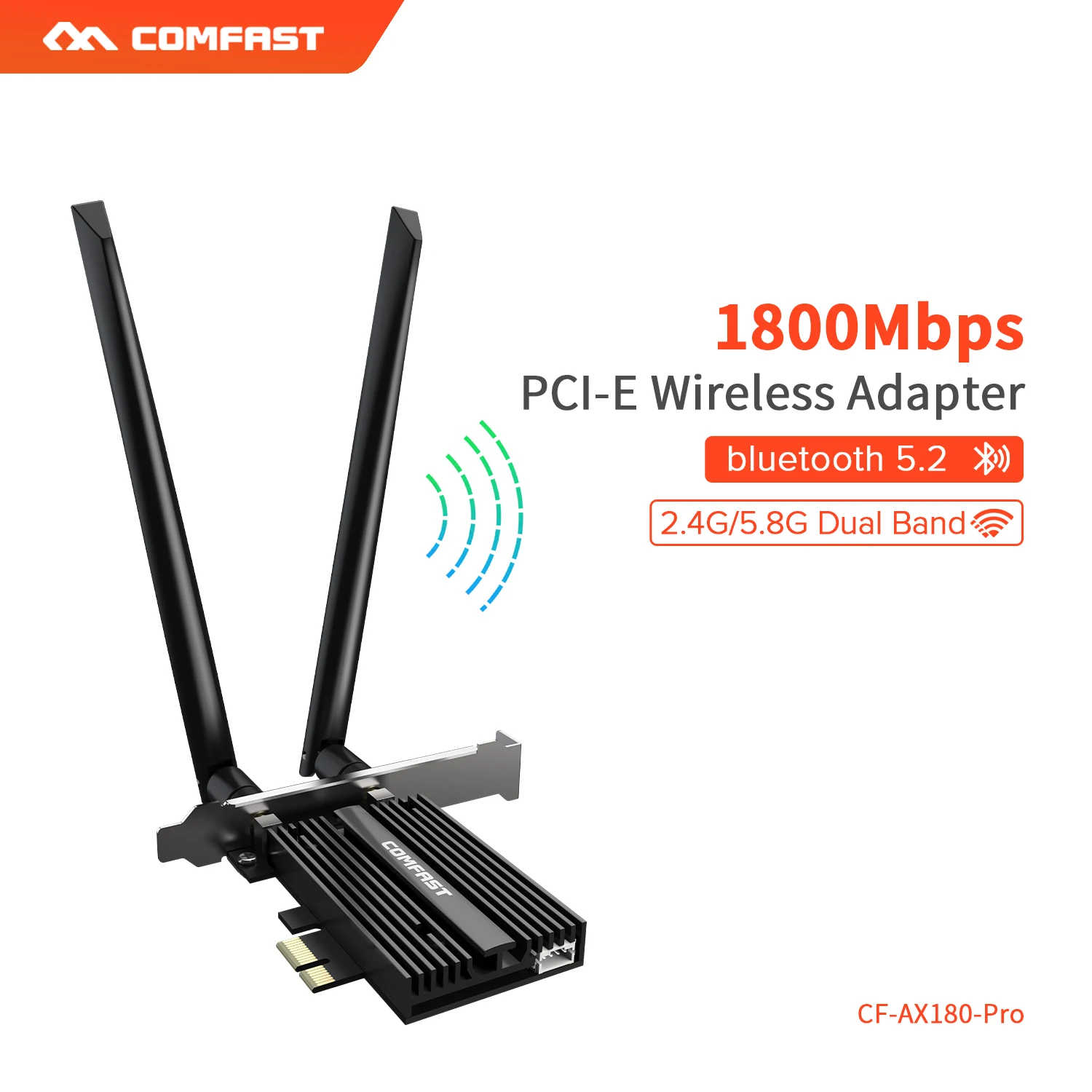 

WiFi 6 1800 Мбит/с PCI-E bluetooth беспроводной адаптер MT7921 чип BT 5,2 pci express сетевая карта CF-AX180pro антенной для Win 10/11