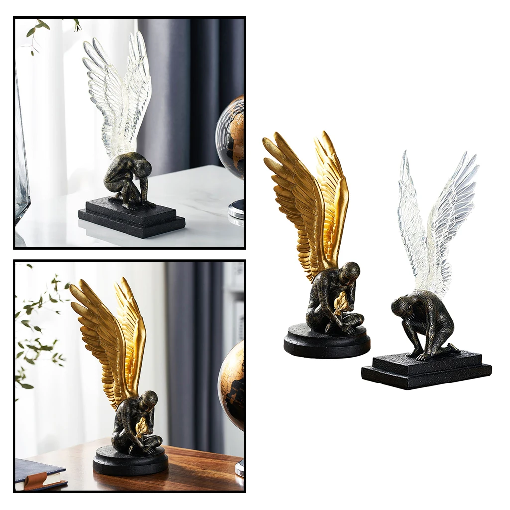 

2x фигурки ангельских крыльев, винтажные 3D скульптуры, искусство, офис, сад, Декор, аксессуары