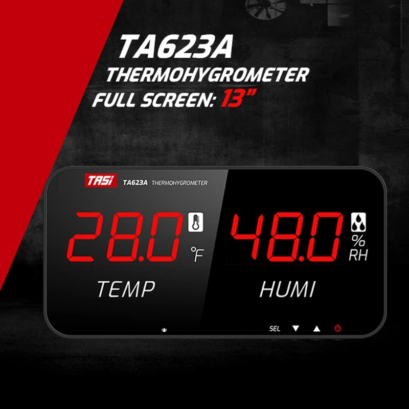 

TA623 13" Thermometer Hygrometer Temperature Humidity Meter Display with Alarm function for Office Home Indoor Outdoor Greenhous