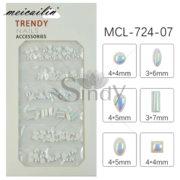 MCL-724-07 1 упаковка красочные ABS имитация жемчуга смешанный размер 3d-украшения для ногтей жемчуг Стекло Стразы для ногтей аксессуары хрустальные камни - Цвет: MCL-724-07