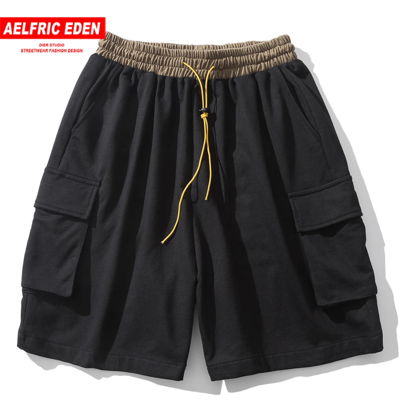 Мужские лоскутные шорты Aelfric Eden повседневные Черные Эластичные Брюки шаровары до