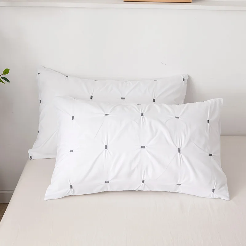2/3Pcs Simple Style Solid Bedding Sets Square Pinch Pleat Handmade Flower Duvet Cover Set Single/Twin/Queen/King Size | Дом и сад