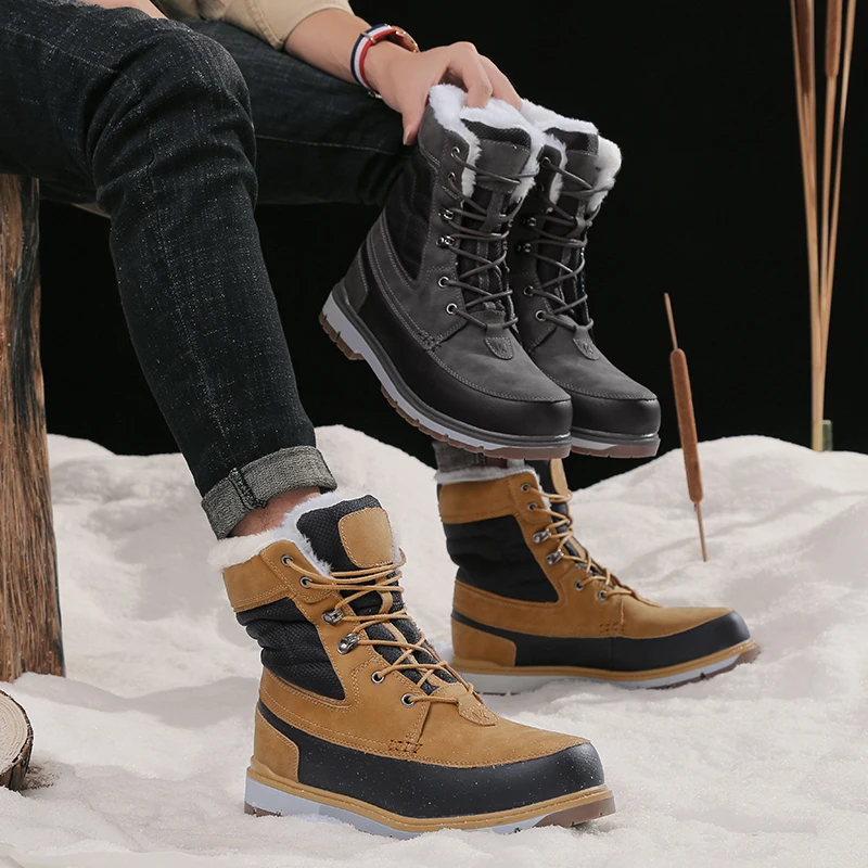 

Hot Fashion Men Boots Winter Outdoor Leather Military Boots Breathable Army Combat Boots Fur Warm Desert Boots Men Hiking Shoes