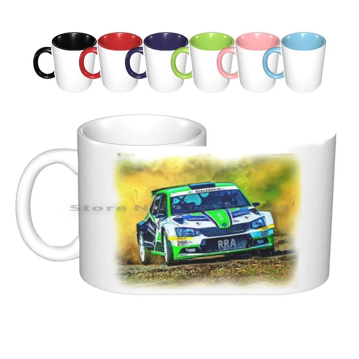 Rally Skoda Ceramic Mugs Coffee Cups Milk Tea Mug Fabia Rally Racing Rallying Motorsport Skoda Gravel Creative Trending Vintage