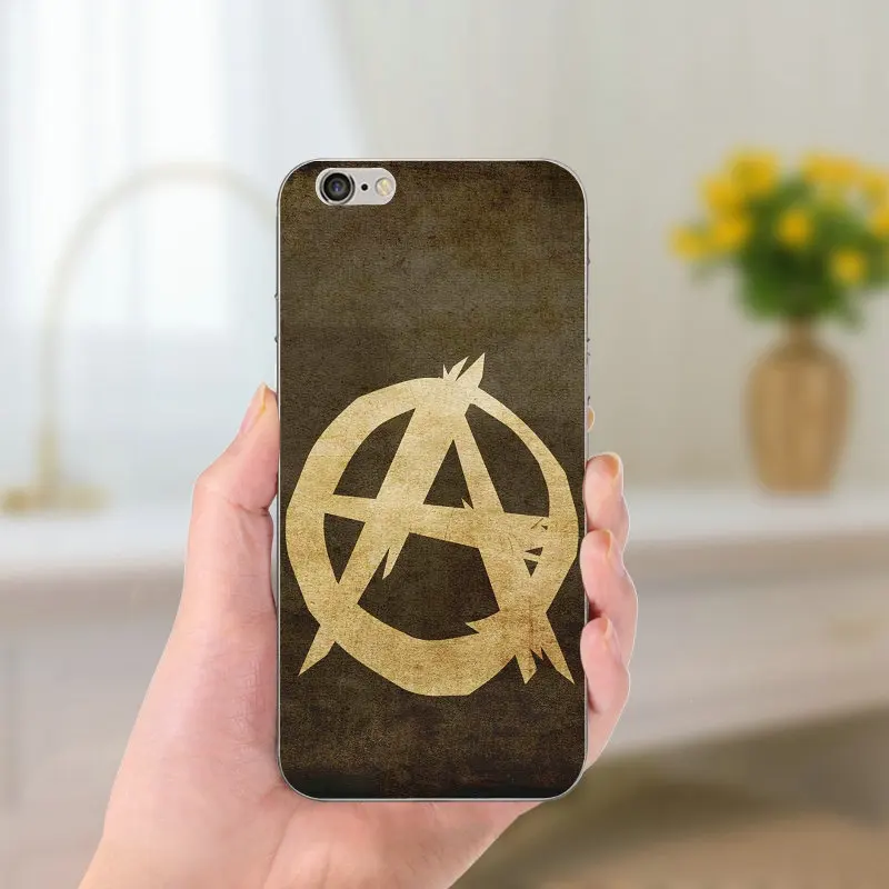 Для iPhone 8 7 6 6S Plus X 5 5S SE 5C 4 Shell антидетонационный Coque классный анархический логотип