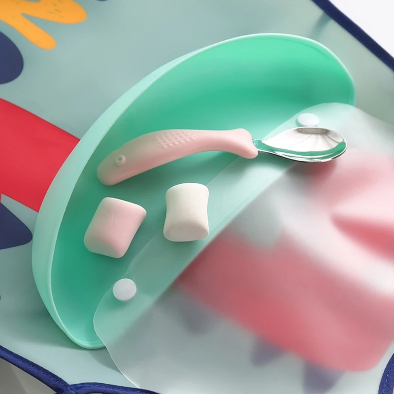 

Baby Adjustable Bibs with Pocket Plastic Waterproof Feeding Smock Cartoon Apron Burp Cloth for Children Infant