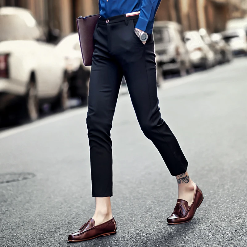 Новинка 2019 стильные мужские облегающие деловые строгие брюки для мужчин