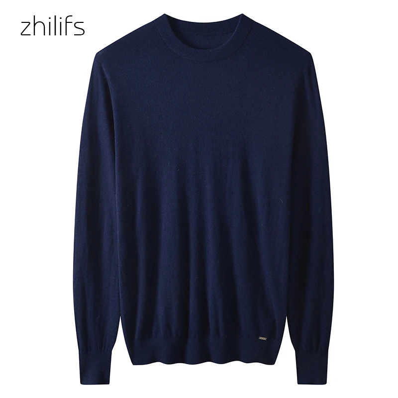 High quality 2021 new Spring and Autumn sweater Men neck long-sleeved sweaters 16 needle Superfine Merino wool Knitted Tees