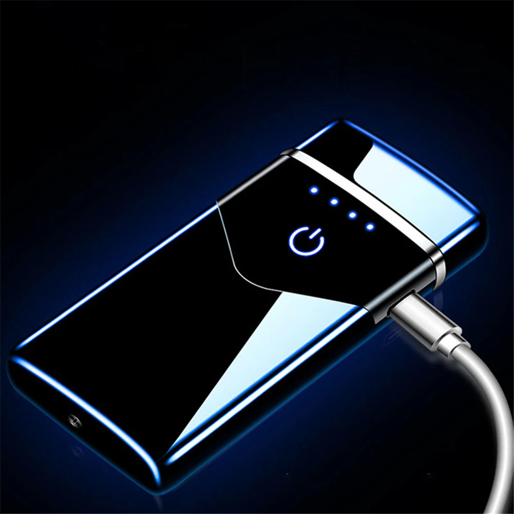 Dual Arc Electric Lighter USB Recharging Flameless Plasma Touch Screen LED Power Display Cigarette Smoking Tools | Дом и сад