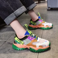 large size 35 40 ladies single shoes spring and summer new wild thick soled breathable mesh casual sports shoes