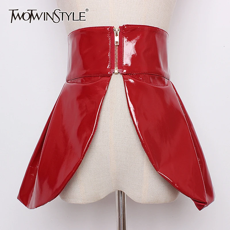 Женский ремень из искусственной кожи TWOTWINSTYLE осенне-зимний регулируемый с