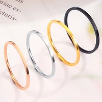 1mm thin titanium steel silver color couple ring anti allergy minimalist black rose gold color finger band for women men gifts