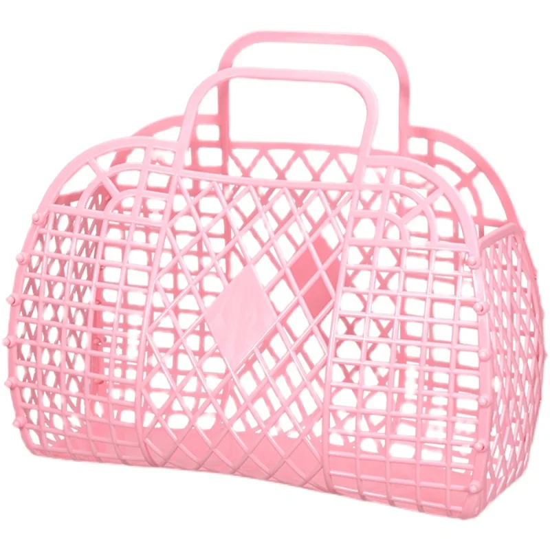 

INS Hot Woman Summer Jelly Bag Portable Vegetable Basket Hollow Tote Bag Girl Large Capacity Beach Vacation Holiday Handbag Gift