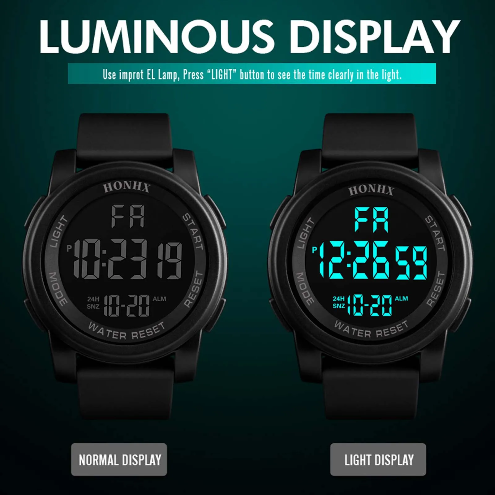 Часы наручные мужские и женские цифровые водонепроницаемые светодиодные
