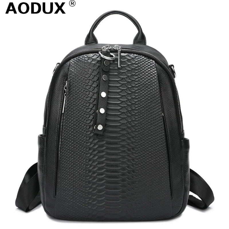 AODUX 100% итальянская натуральная кожа телячья серебряные аксессуары женский