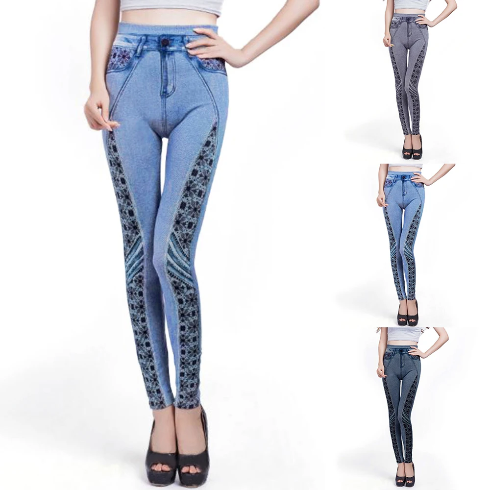 Женские эластичные леггинсы облегающие с принтом повседневные женские брюки