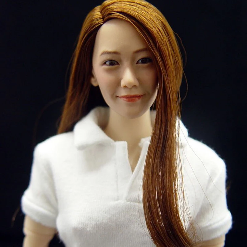 

In stock 1/6 female Head Sculpt With Long Hair Smile Face for 1/6 Scale Body