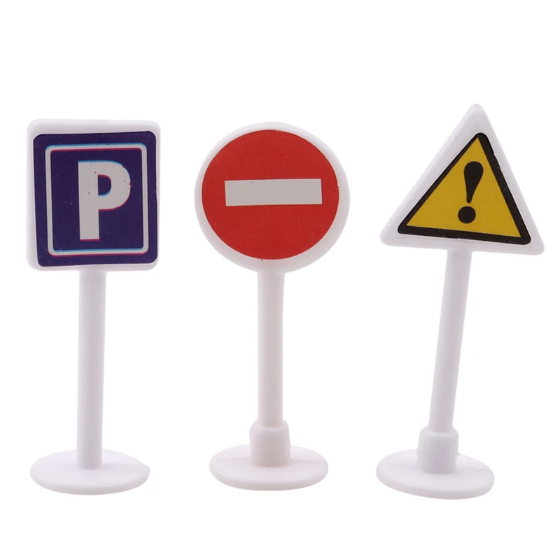 

New 9Pcs/set DIY Mini Traffic Signpost Scene Educational Toys for Children Traffic Signage Model Toy Gift For Infant Boys Girls