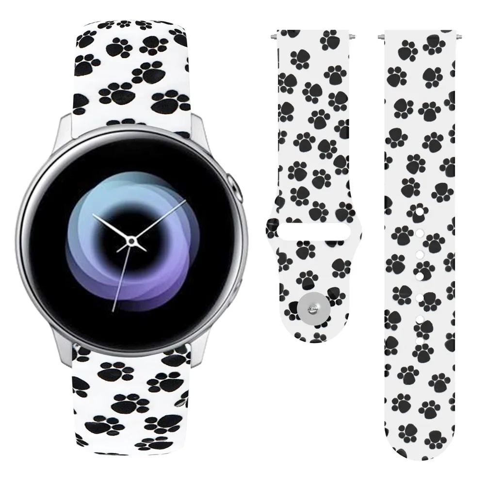 20 мм спортивный браслет с принтом для samsung Galaxy Watch Active 2 Силиконовый ремешок для Galaxy Watch 42 мм спортивный ремешок