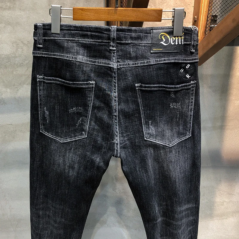 Мужские рваные джинсы KSTUN черные серые зауженные Стрейчевые джинсовые брюки с