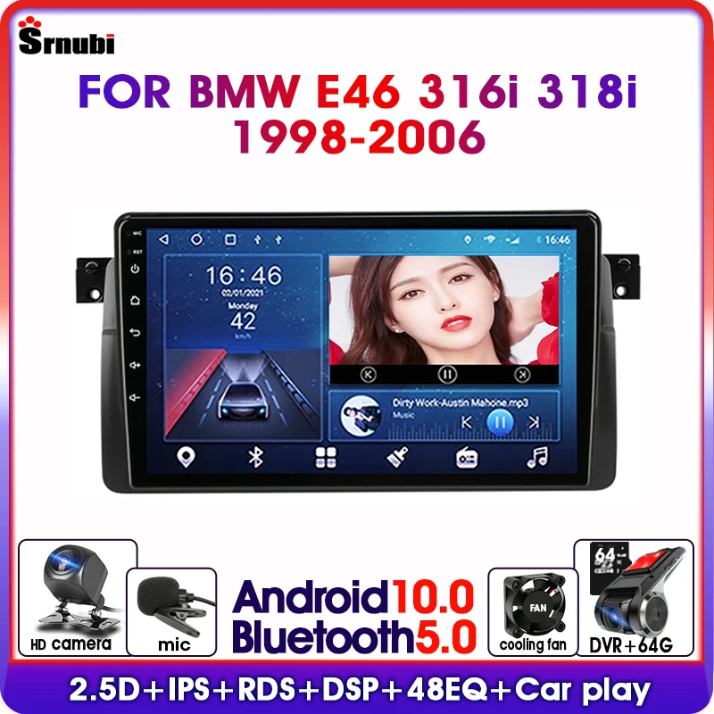 Srnubi Android 10 автомобильный радиоприемник для BMW E46 Coupe (M3 Rover) 316i 318i 1998 2006