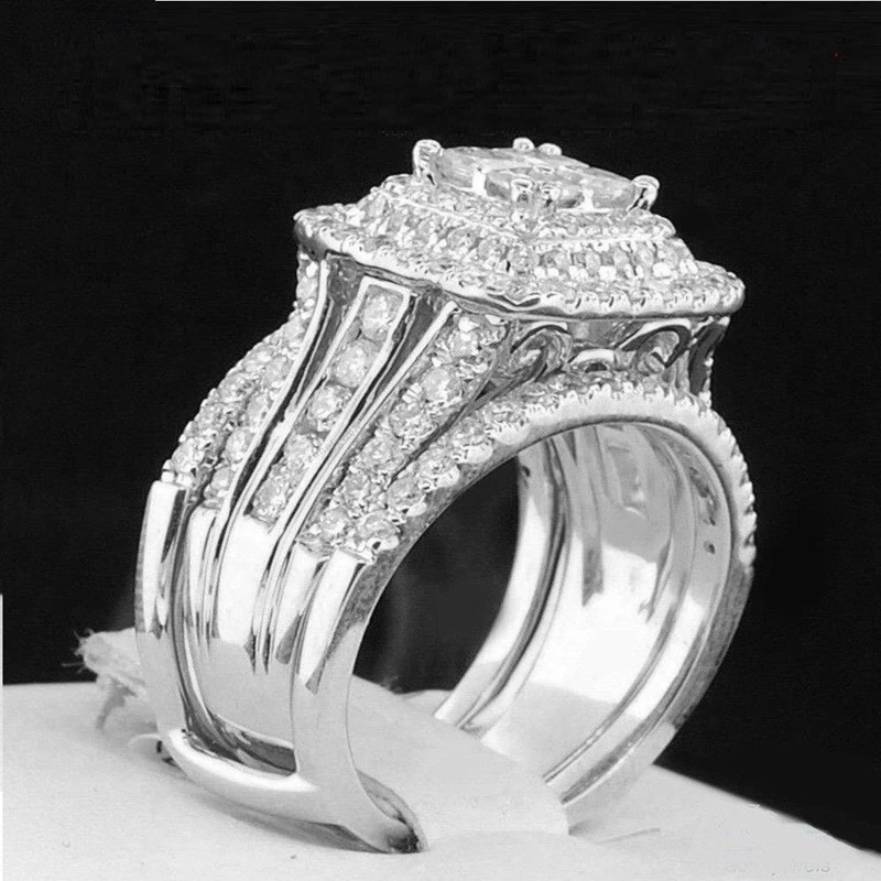 Luxury Fashion Jewelry Women Ring Gemstones Birthstone Anniversary Party Bride Princess Wedding Band Engagement Ring Size 7-11