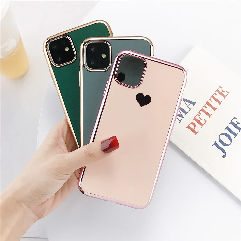 electroplate love heart cases cover for iphone 11 pro max x xs xr xs max soft tpu phone case for iphone 6 6s 7 8 plus free global shipping