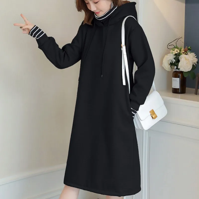 Сплошной цвет плюс бархат Материнство зимний свитер корейский Свободный Длинный