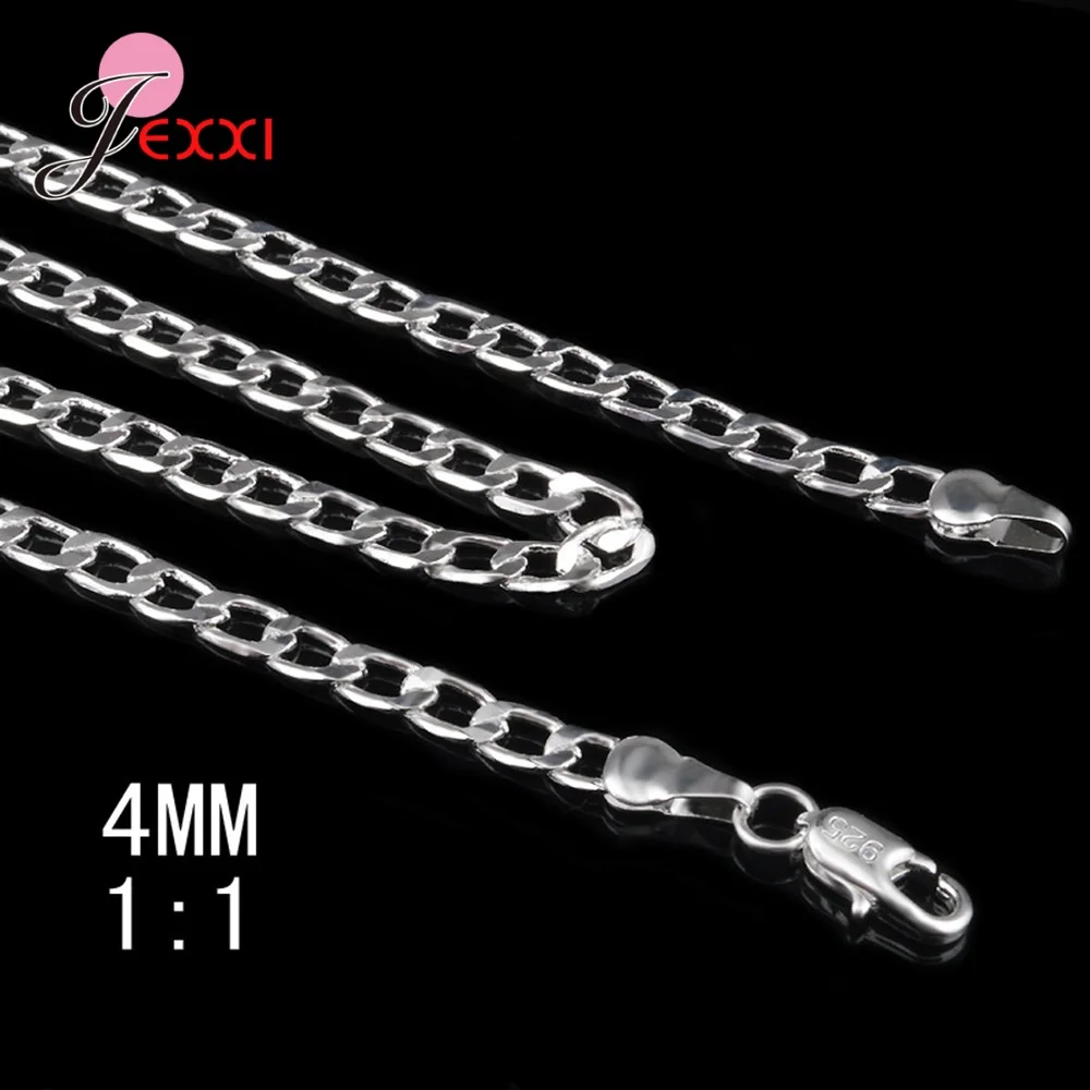 Женское/Мужское ожерелье из стерлингового серебра 925 пробы с одной стороны на