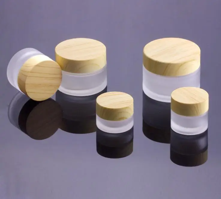 

Флаконы для крема круглые Косметические Баночки, из матового стекла, 15г-30г-50г, с деревянной крышкой