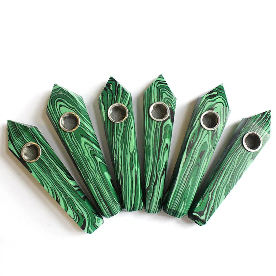 

Wholesale 1pc top natural malachite quartz crystal pipe tobacco stick cigarette healing